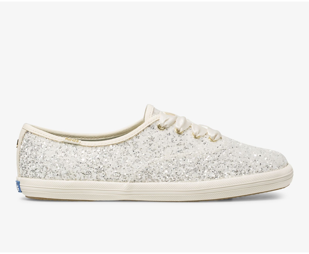 Keds Sneakers White - Kate Spade new york Champion Glitter - Womens RUAQVB-682